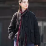 Womens Retro Colorblock Padded Jacket with Knotted Buttons