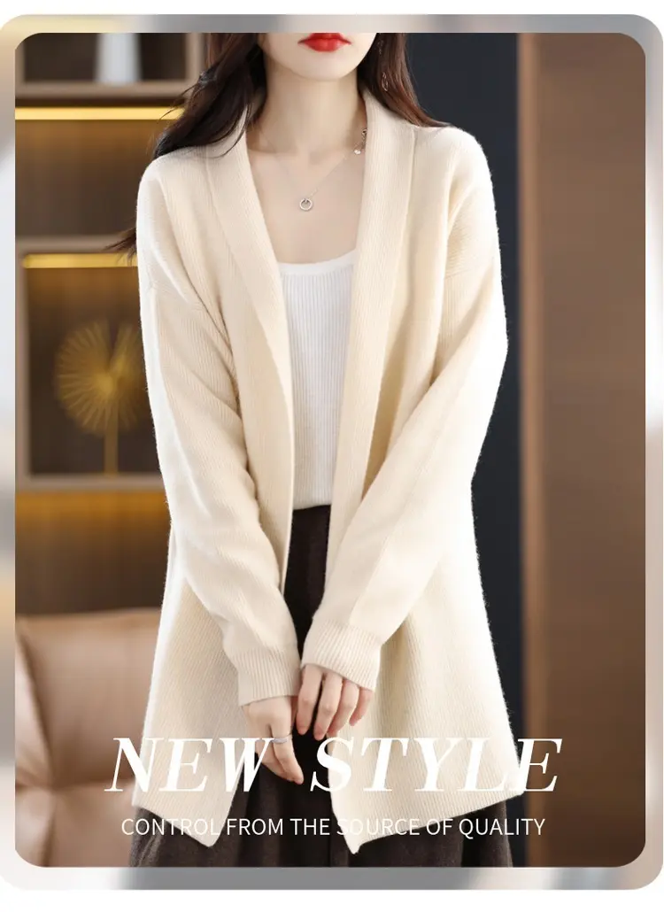 Cozy Womens Knit Cardigan with Relaxed Fit, Mid-Length