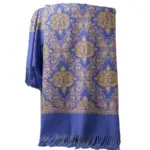 Embroidered Faux Cashmere Shawl Scarf with Tassels