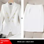 Event-Ready Tailored Polyester Women’s Suit Set with Coat