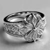 Adjustable Silver Floral Hollow Court Ring for Index Finger