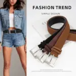 Wide Genuine Leather Waist Belt for Women, Retro Pin Buckle