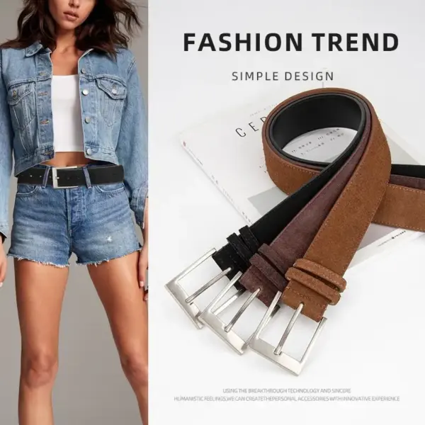 Wide Genuine Leather Waist Belt for Women, Retro Pin Buckle