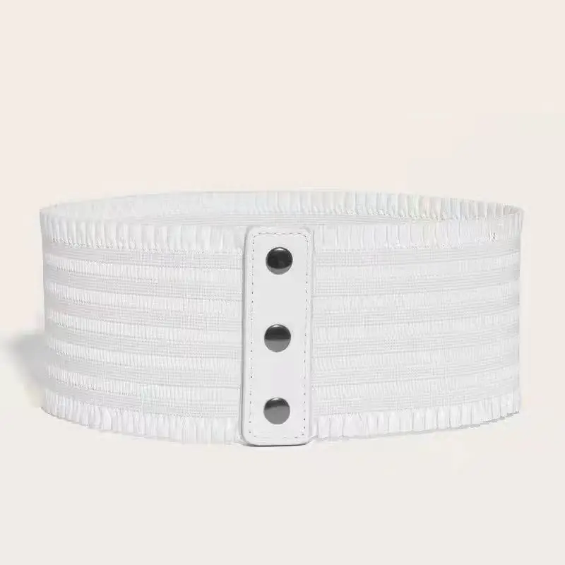 Retro Wide Elastic Belt for Women with Secure Snap Closure Retro Wide Elastic Belt for Women with Secure Snap Closure
