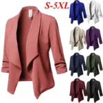 Slim Fit Long Sleeve Crinkled Solid Color Versatile Small Blazer
