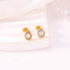 Zircon Inlaid Stainless Steel Hoop Earrings for Women