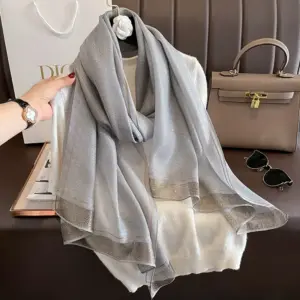 Women's Lightweight Silk Shawl, Elegant Long-style For Socialites