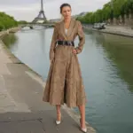 Streamlined Slim-Fit V-Neck Leather Trench Coat with Belt