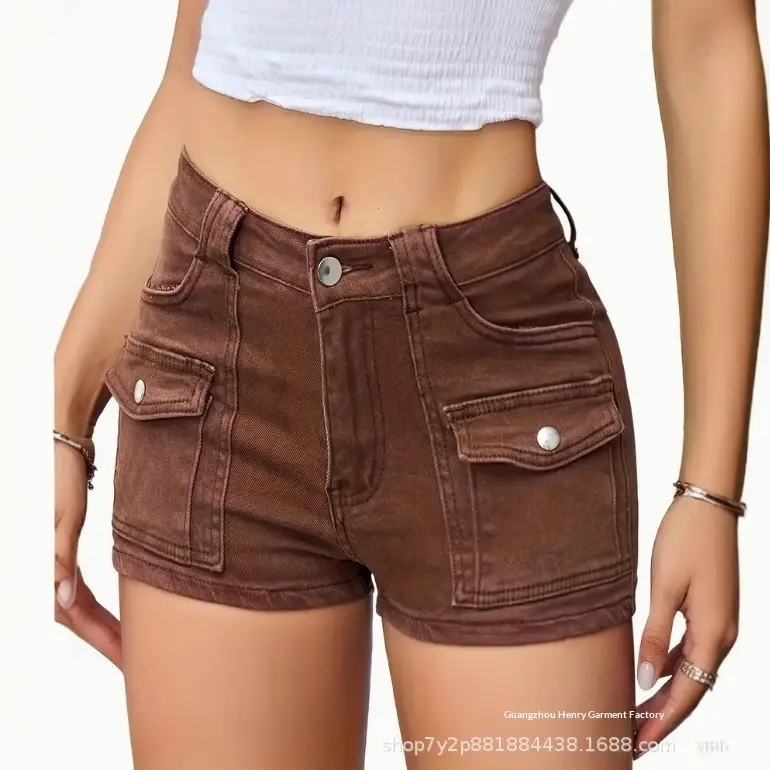 Women's Stretchy Multi-Pocket Denim Shorts Women's Stretchy Multi-Pocket Denim Shorts