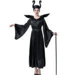 Fitted Black Witch Jumpsuit Costume for Women w/ Headwear