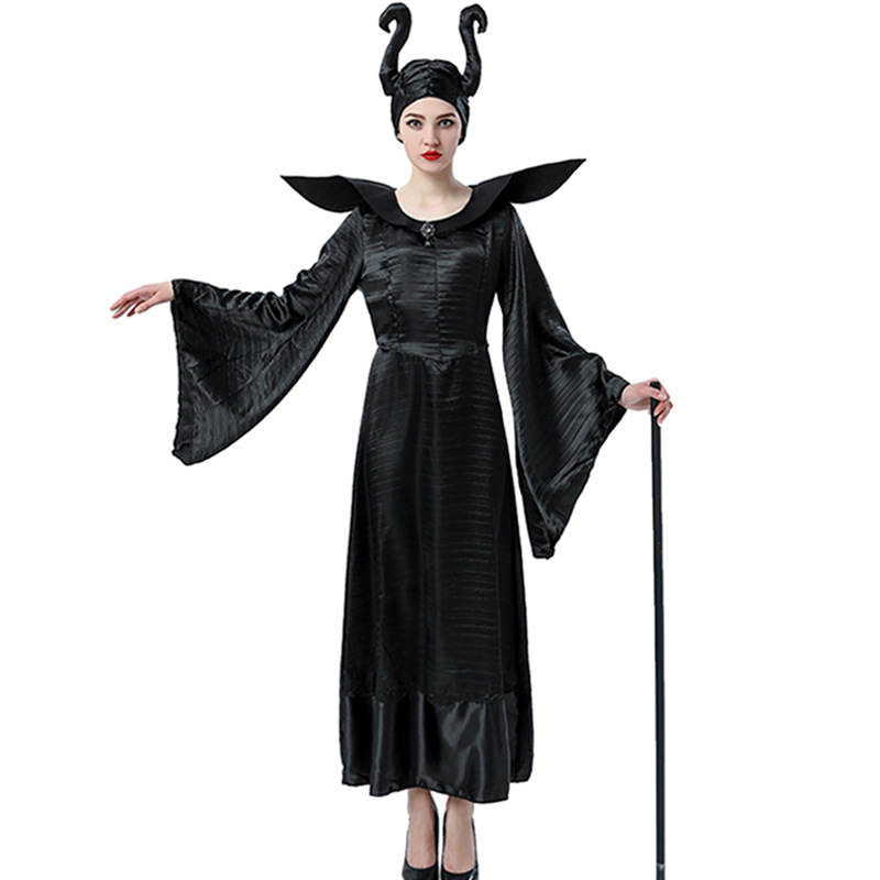 Fitted Black Witch Jumpsuit Costume for Women w/ Headwear