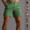 Men’s Cotton Shorts with Pockets Summer Button Beach Pants