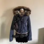Warm Women’s Short Jacket with Fur-Trim Hood