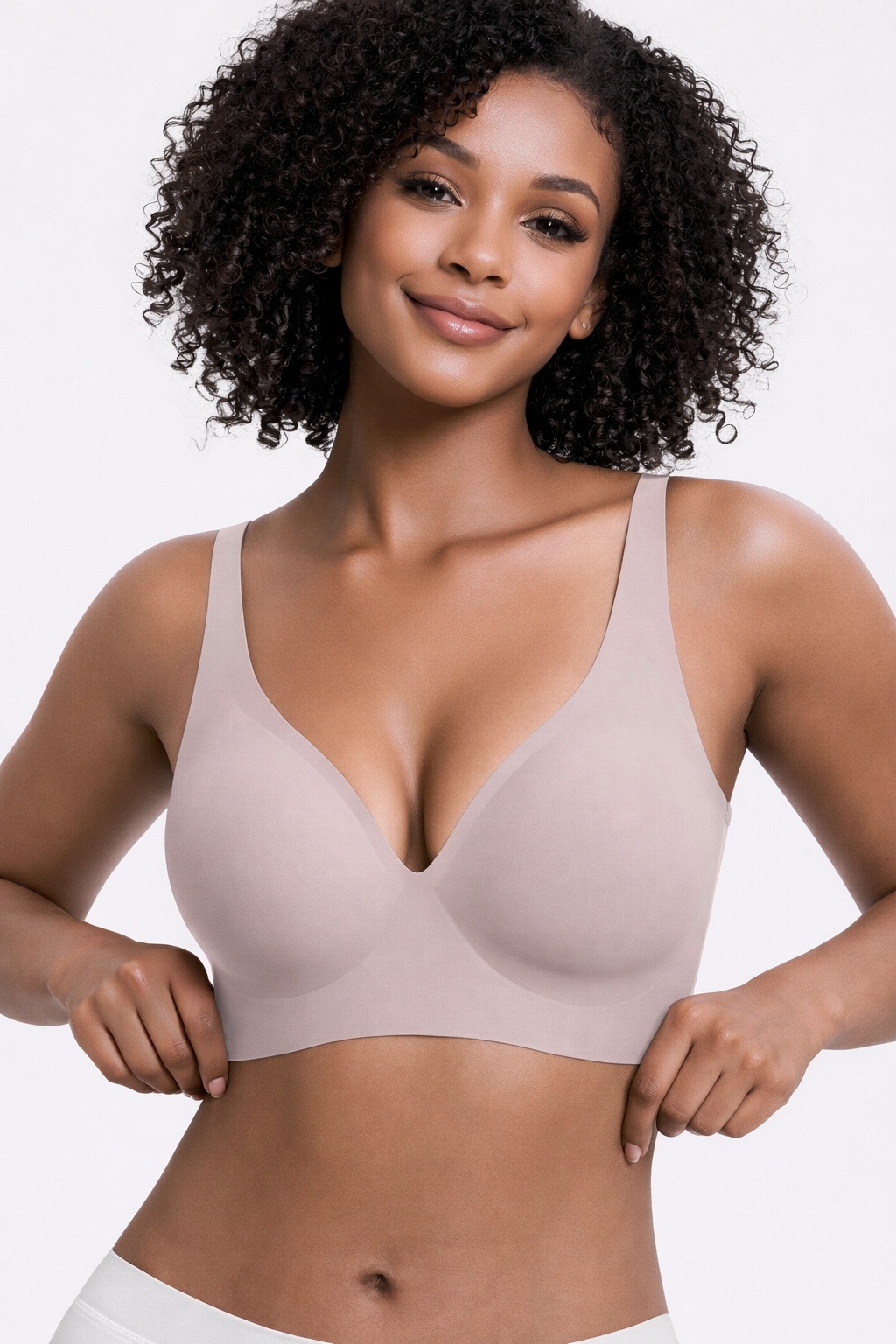 Comfort Deep V Wireless Push Up Seamless Bra - Unlined Comfort Deep V Wireless Push Up Seamless Bra - Unlined