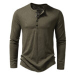Flexible Men’s Long Sleeve T-Shirt Pullover Solid Color - Spandex