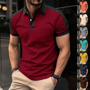 Men’s Cotton-Blend Polo Shirt for Summer, Short Sleeve