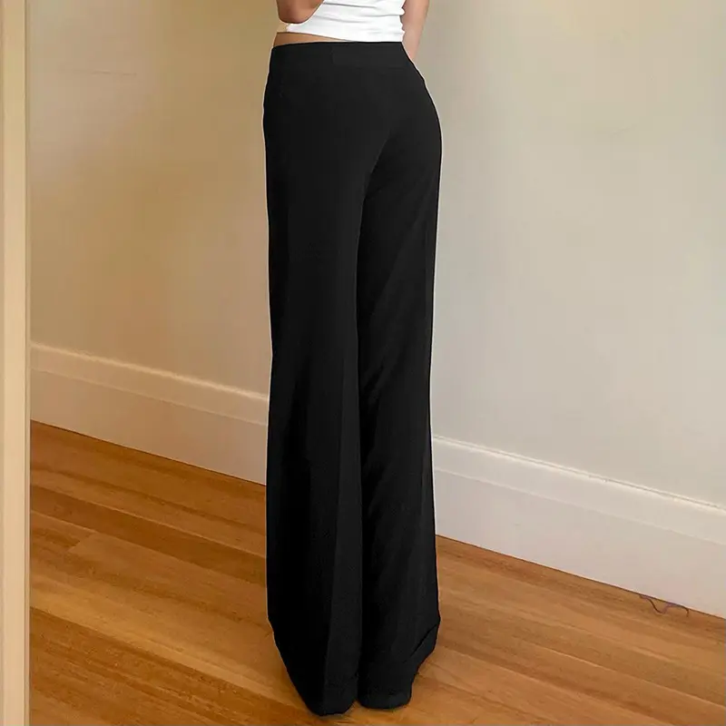 High-Waist Button Loose Trousers for Women with Patch High-Waist Button Loose Trousers for Women with Patch
