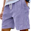 Retro Corduroy Lace-Up Casual Shorts for Men, Sky Blue Retro Corduroy Lace-Up Casual Shorts for Men, Sky Blue