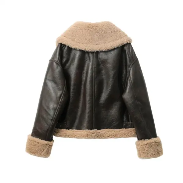 Thickened Warm Double-Sided Short Jacket for Women - Brown