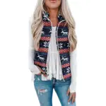 Festive Plush Printed Women’s Christmas Vest, Polyester