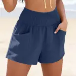 Adjustable Fit Cotton-Linen Drawstring Pocket Beach Shorts