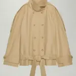 Tailored Short Khaki Double-Breasted Belted Trench Coat