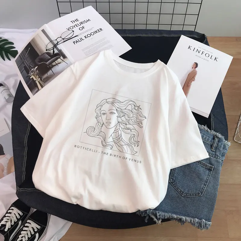 Sculpture Print T-Shirt Short Sleeve Women
