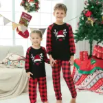 Plaid Stitching Printing Christmas Homewear Parent-child Suit M3