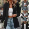 Lightweight Women’s Solid Black Basic Blazer, S-XL Lightweight Women’s Solid Black Basic Blazer, S-XL