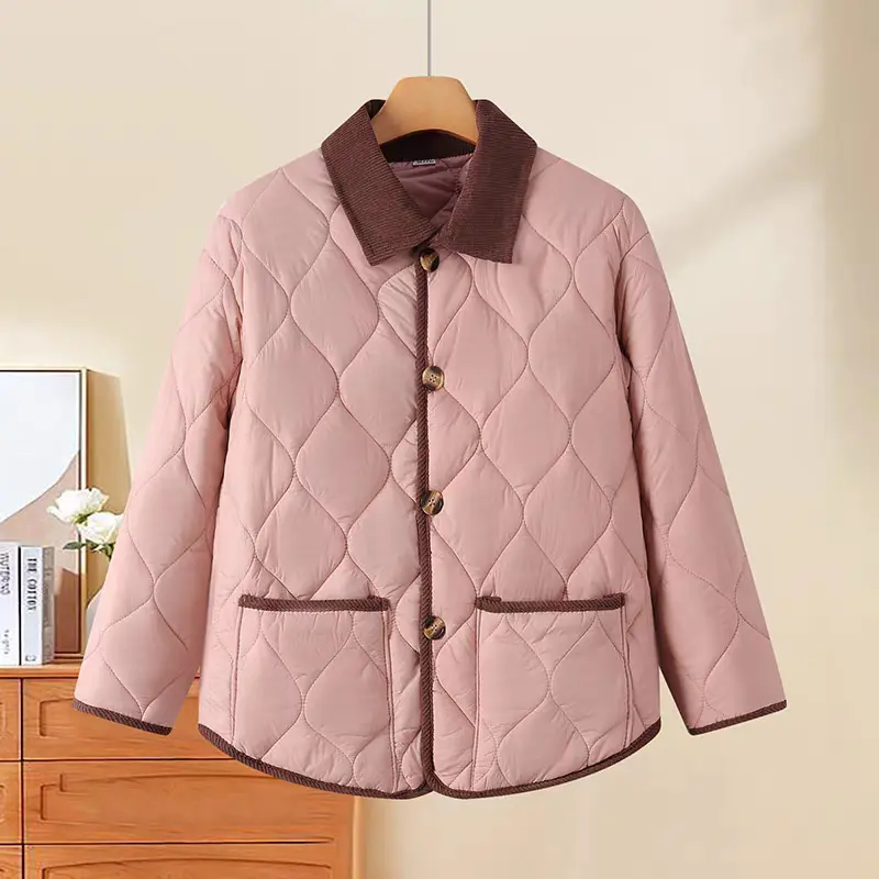 Warm Women’s Mid-Length Polyester Coat with Thick Fabric