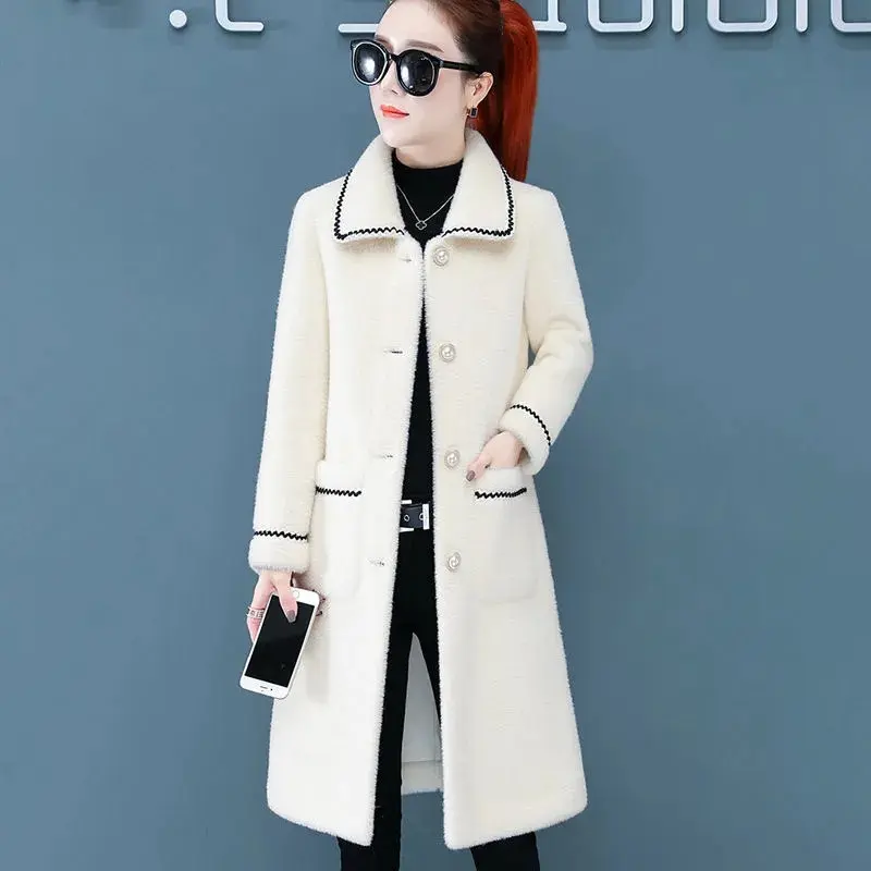 Women's Mid-length Faux Mink Fleece Coat