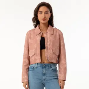 Women's Long-sleeved Fashionable Faux Leather Jacket