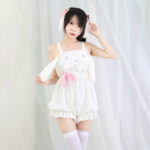 4718de0e-2cad-4ac7-94a9-6086d0e11174.jpg Soft Plush Bunny Roleplay Bodysuit Pyjamas for Women - One Size