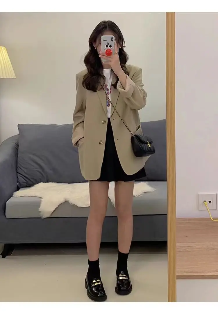 High-End Korean-Style British-Style Khaki Suit Jacket High-End Korean-Style British-Style Khaki Suit Jacket