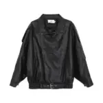 Lightweight Women’s Retro Biker Jacket, Loose Fit - 1.42 lb