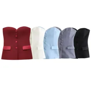 New Summer Silk-satin Textured Spliced Corset-style Top