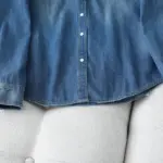 Retro Soft Denim Double-pocket Shirt With Distressed Design