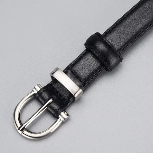 Women's First-Layer Cowhide All-Match Black Slim Belt
