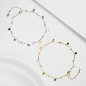 S925 Sterling Silver Colorful Zircon Starry Sky Anklet