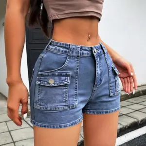 Bold American-Style Spicy Denim Ultra-Shorts, Raw Hem