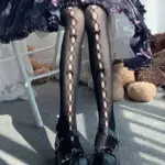 Statement Coquette Fishnet Tights with Bow Cutout Side Detail