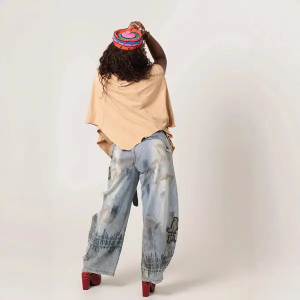Wide-leg Boot-cut Stone-washed Jeans Wide-leg Boot-cut Stone-washed Jeans