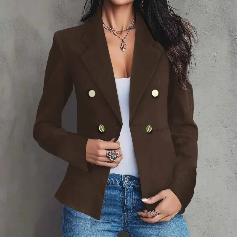Tailored Double-Breasted Women’s Blazer with Buttons - Black Tailored Double-Breasted Women’s Blazer with Buttons - Black