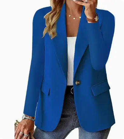 Commuter-Ready Pleated Blazer for Women, Button-Front Cuff Commuter-Ready Pleated Blazer for Women, Button-Front Cuff