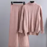 49dd719a-de44-43b5-91cf-55d8099c05cd.webp High-end Mock Neck Sweater Wide-leg Pants Suit Women