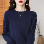 Women's Simple Crew-Neck Pullover Knit Sweater