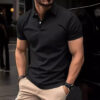 High Sense Casual Solid Color Buttons Short Sleeve