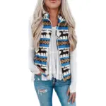 Festive Plush Printed Women’s Christmas Vest, Polyester