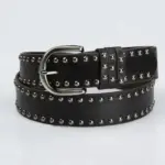 Womens Soft PU Leather Belt with Pin Buckle & Rivets 3.6 cm