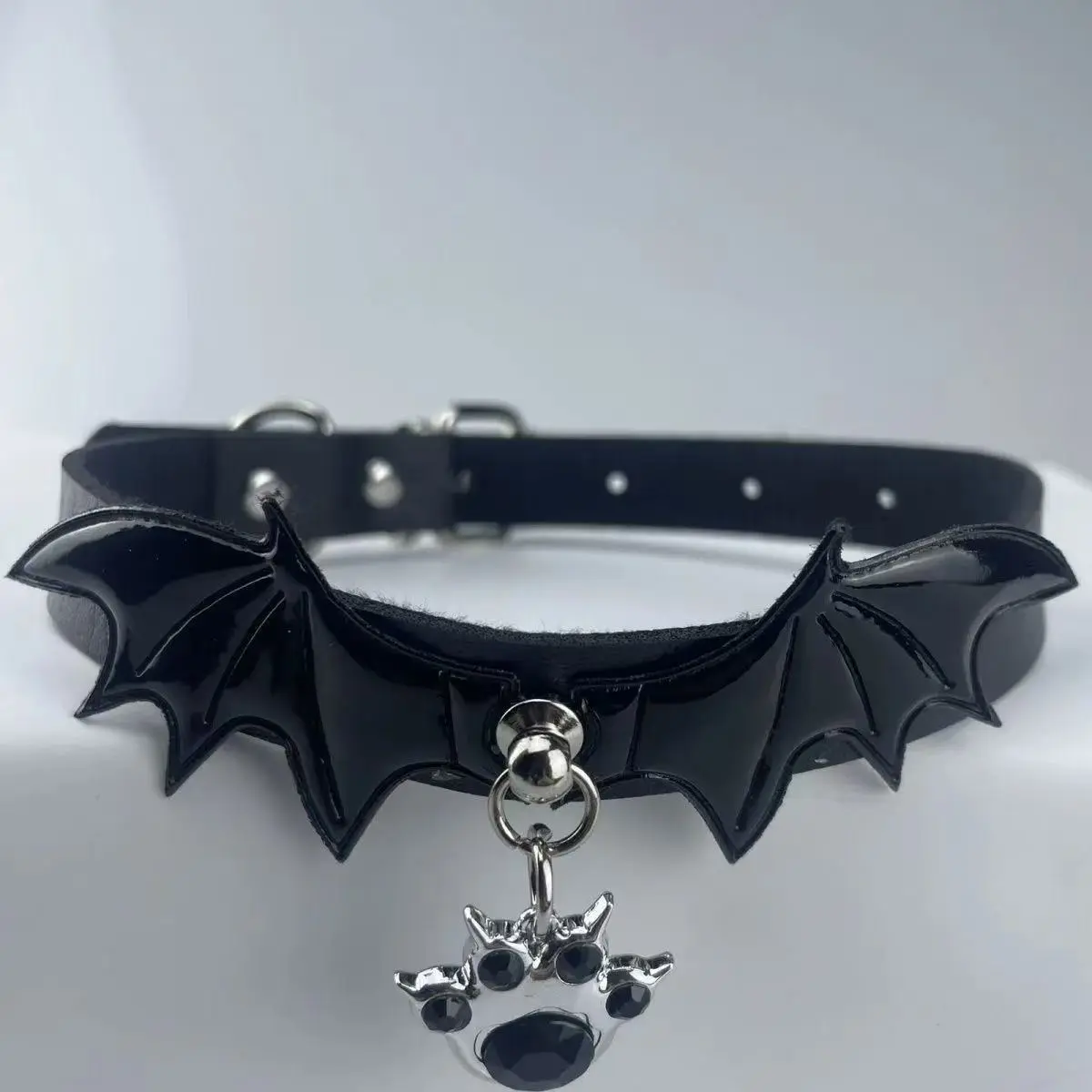 Bold Punk Leather Choker with Dark Cross & Devil Wings Bold Punk Leather Choker with Dark Cross & Devil Wings